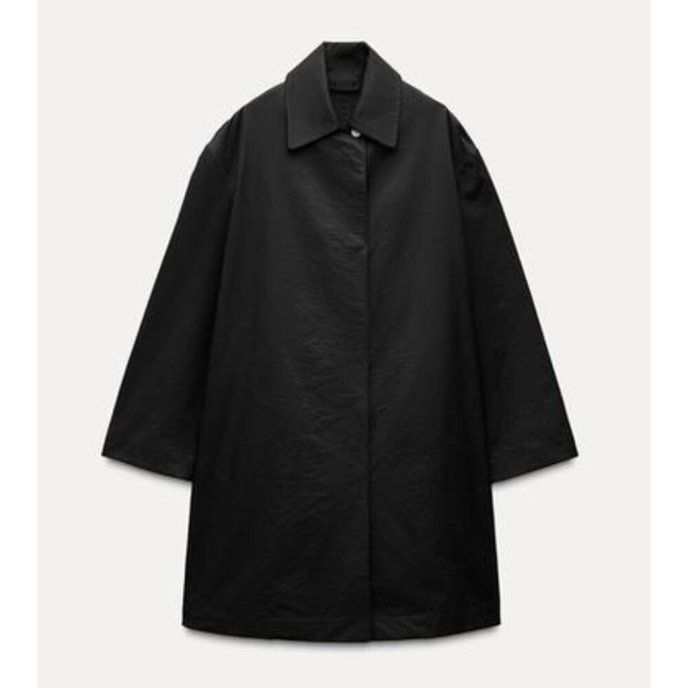 ZARA Water Repellent Trench - Black NWT